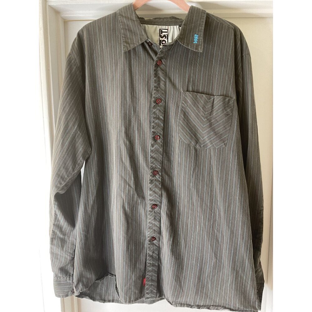 LOST Enterprises Mens Long Sleeve Striped Button Down Shirt Surf Size XL